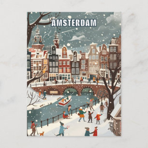 Amsterdam Niederlande Winterreise Postkarte