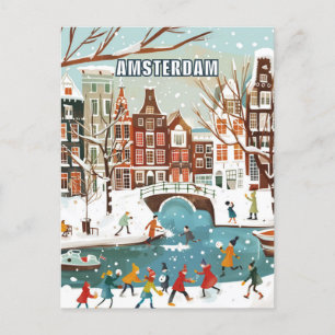Amsterdam Niederlande Winterreise Postkarte