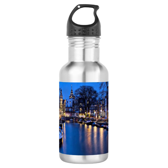 Amsterdam Night Wallpaper-67657 Edelstahlflasche (Vorderseite)