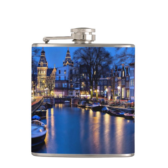 Amsterdam Night Wallpaper-67657 Flachmann (Vorderseite)