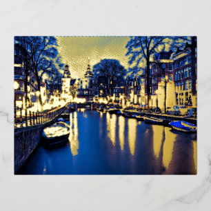 Amsterdam Night Wallpaper-67657 Folien Feiertagspostkarte