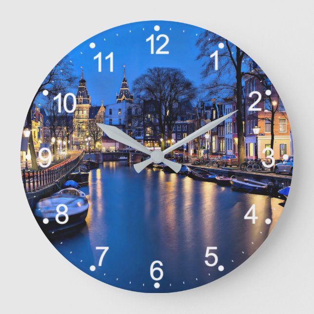 Amsterdam Night Wallpaper-67657 Große Wanduhr (Vorderseite)