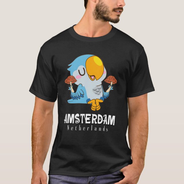Amsterdam Parakeet Mushroom Holland The Netherland T-Shirt (Vorderseite)
