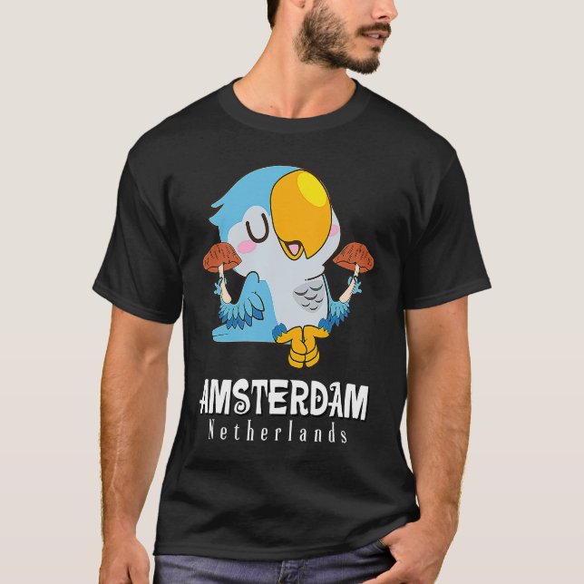Amsterdam Parakeet Mushroom Holland The Netherland T-Shirt (Vorderseite)