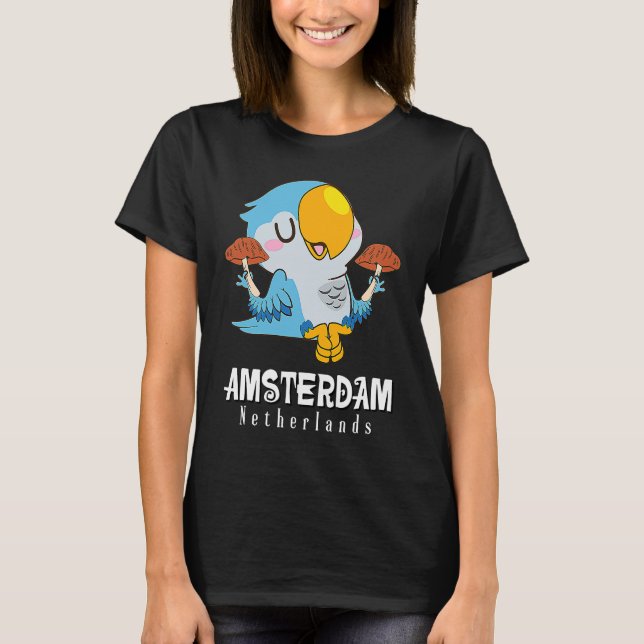 Amsterdam Parakeet Mushroom Holland The Netherland T-Shirt (Vorderseite)