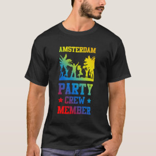 Amsterdam Party Crew Farbenfrohe Ferienteam T-Shirt