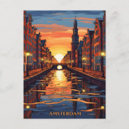 Amsterdam Postcard Holland Vintage Travel Postkarte