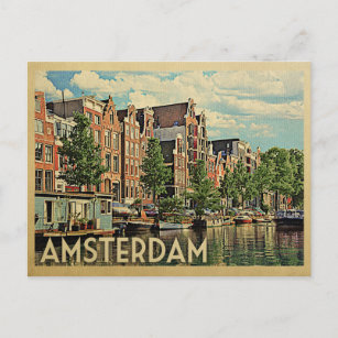 Amsterdam Postcard Holland Vintage Travel Postkarte