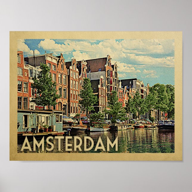 Amsterdam Poster Vintage Travel Print Niederlande (Vorne)
