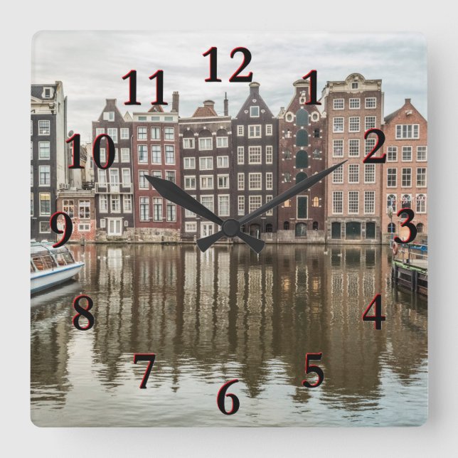 Amsterdam Quadratische Wanduhr (Vorderseite)