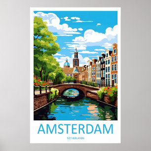 Amsterdam ReiseplakatVintage Park Skigebiet Nation Poster