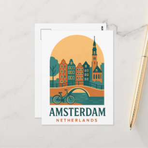 Amsterdam-Reisepostkarte - Vintage niederländische Postkarte