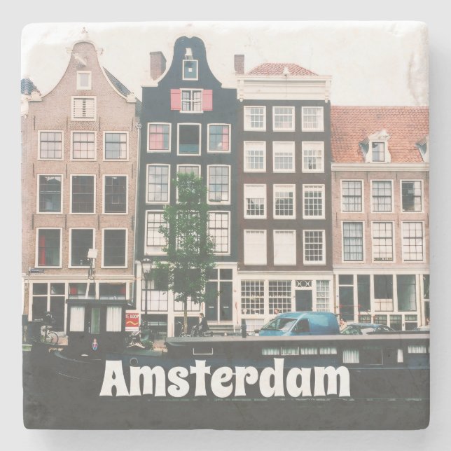 Amsterdam-Reisesouvenir Steinuntersetzer (Vorderseite)