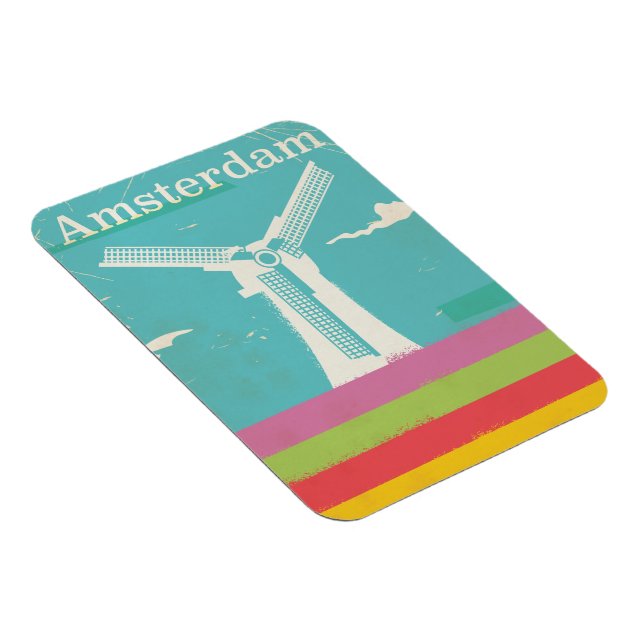 Amsterdam Retro Vintage Reiseplakat Magnet (Rechte Seite)