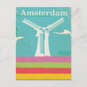 Amsterdam Retro Vintage Reiseplakat Postkarte