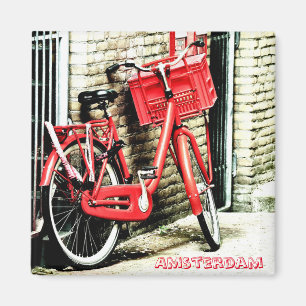 Amsterdam - Rotes Fahrrad, Holland (Kühlschrankmag Magnet