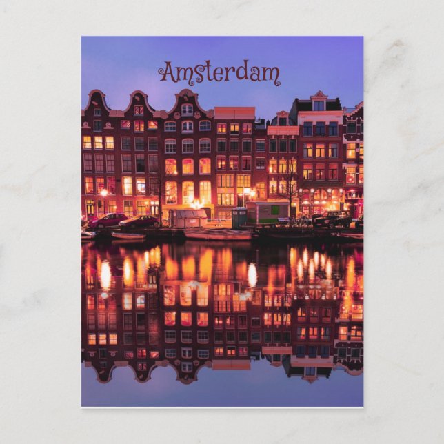 Amsterdam Row Houses on Canal Postkarte (Vorderseite)