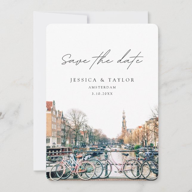 Amsterdam Save the Date Hochzeitseinladung Einladung (Vorderseite)