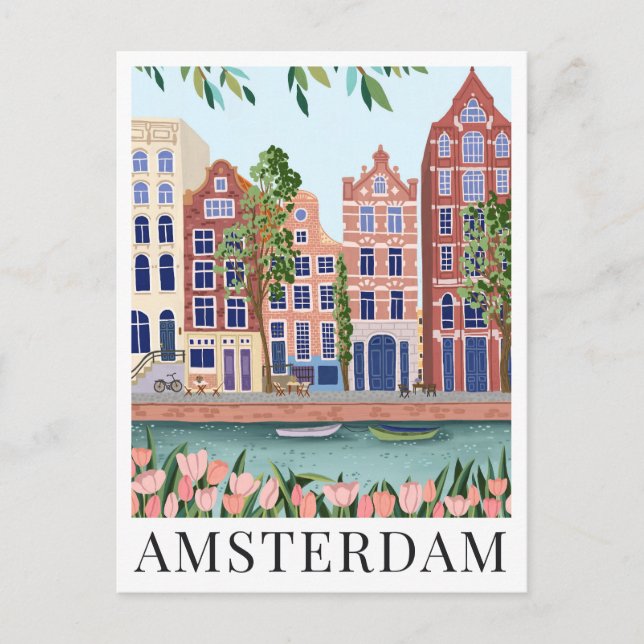 Amsterdam Seeufer Stadtansicht Reisevorführung Postkarte (Vorderseite)