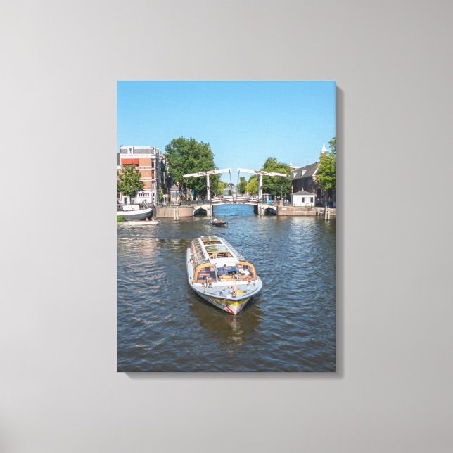 Amsterdam Sightseeing Boot View Leinwand drucksvol (Vorderseite)
