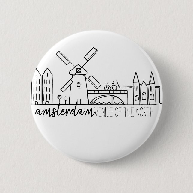 Amsterdam-Skyline Button (Vorderseite)
