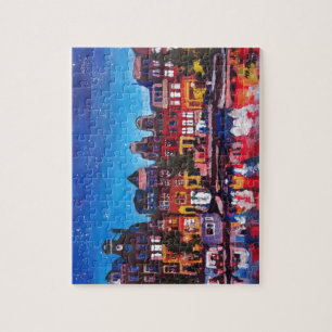 Amsterdam-Skyline mit Kanal nachts Puzzle