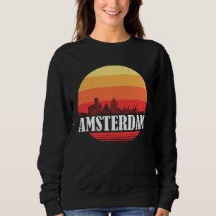 Amsterdam-Skyline-Sonnenuntergang im Retro-Vintage Sweatshirt