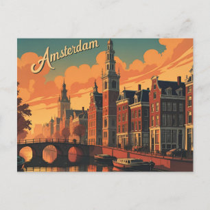 Amsterdam Sonnenuntergang Skyline Postkarte