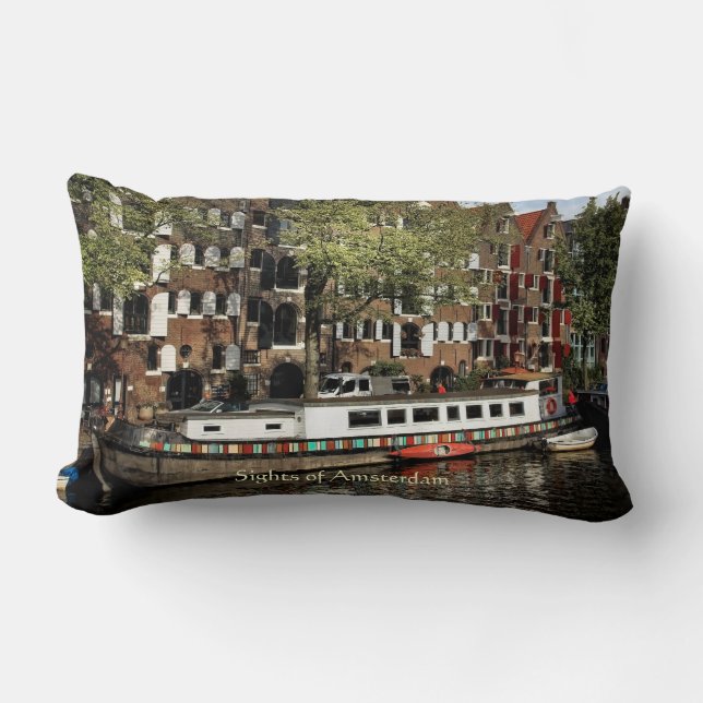 Amsterdam Souvenir - Canal Barge Erinnerungen Lendenkissen (Vorderseite)