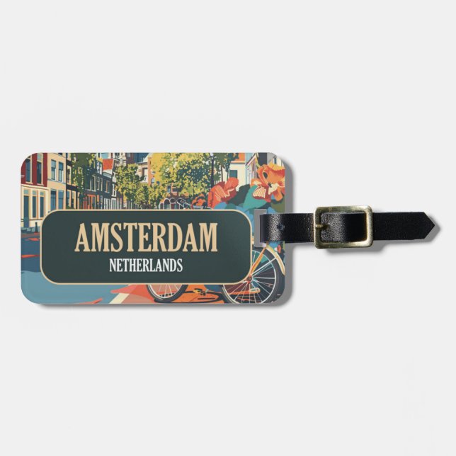 Amsterdam Stadt Aufkleber Gepäckanhänger (Vorderseite horizontal)