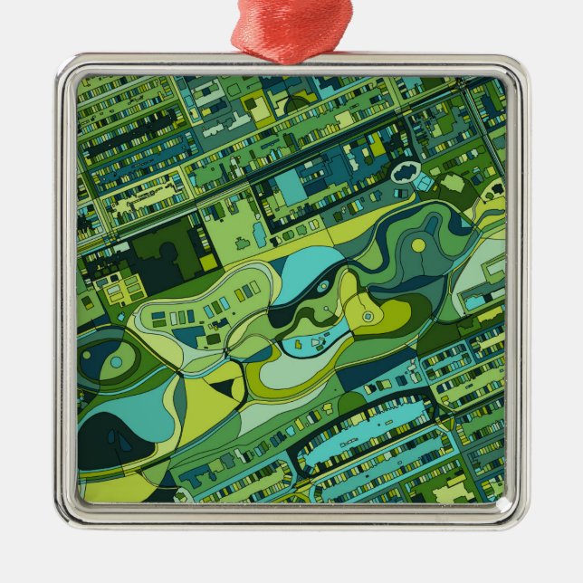 Amsterdam-Stadt-Struktur-Karte Ornament Aus Metall (Vorne)