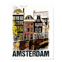 Amsterdam Stadtstraßen Vintage Reise Kunst