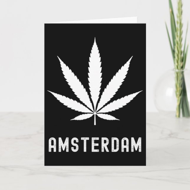 Amsterdam Stoner Pot Leaf Travel Vacation  Karte (Vorderseite)