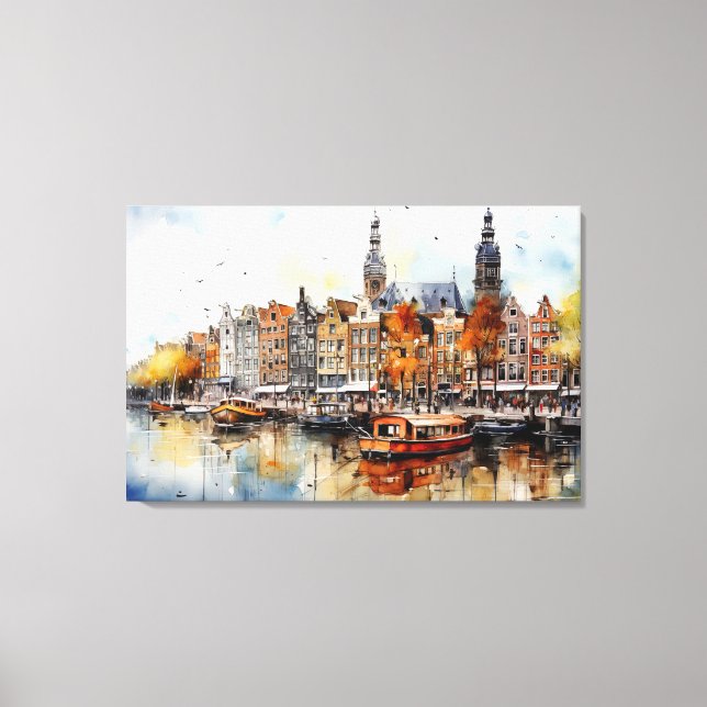 Amsterdam, Stretched Canvas Print Leinwanddruck (Vorderseite)