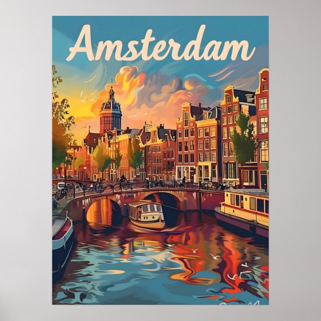 Amsterdam Sunset Serenity: Canal Cruise Poster (Vorne)