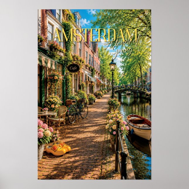 Amsterdam Touch Of Spring Kanal Szene Kunst Poster (Vorne)