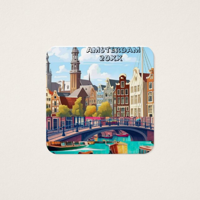 Amsterdam Travel Postcard Art, Niederlande Postcar (Vorderseite)