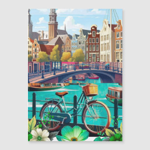 Amsterdam Travel Postcard Art, Niederlande Postcar Magnetkarte