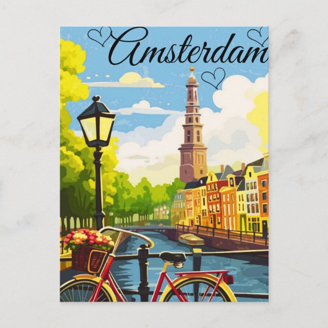 Amsterdam Travel Postcard Art, Niederlande Postcar Postkarte (Vorderseite)