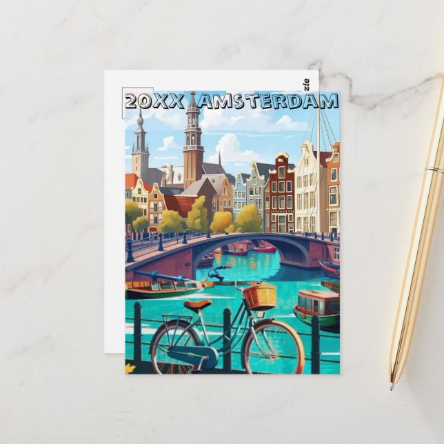 Amsterdam Travel Postcard Art, Niederlande Postcar Postkarte (Vorderseite/Rückseite Beispiel)