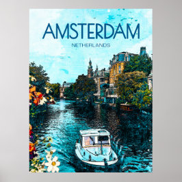 Amsterdam Travel Poster