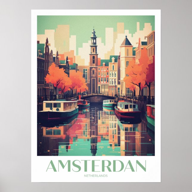 Amsterdam Travel Print Wall Art Poster (Vorne)