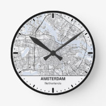 Amsterdam-Uhr-Stadt-Linienkunst