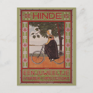 Amsterdam Vintag Bicycle Poster Art Postkarte