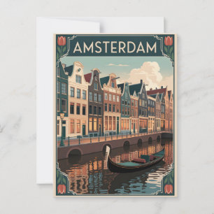 Amsterdam Vintag minimalistisch Postkarte