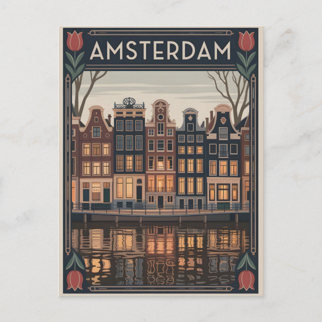 Amsterdam Vintag Postkarte (Vorderseite)