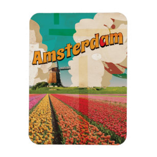 Amsterdam Vintage Reiseplakat Magnet