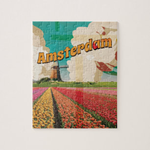 Amsterdam Vintage-Reiseposter Puzzle
