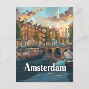 Amsterdam Vintage-Style Postkarte