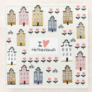 Amsterdam Vintage: Traditionelle Stadtillustration Glasuntersetzer